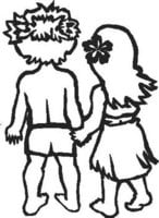 Hawaiian Boy and Girl Vinyl Die Cut Decal Sticker